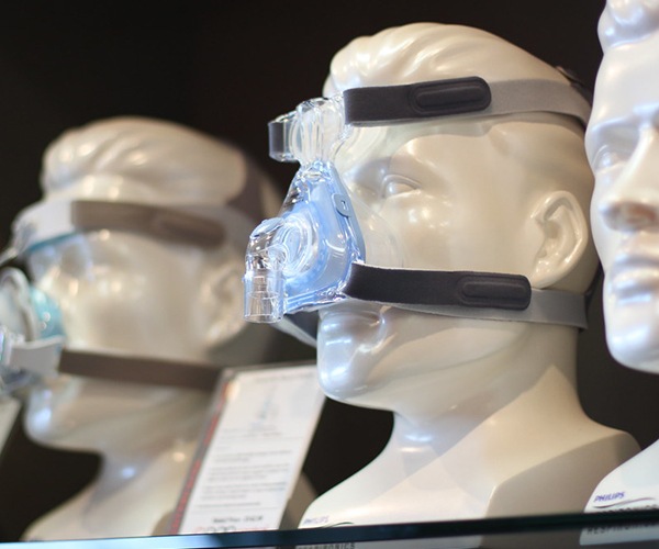 CPAP mask on shelf